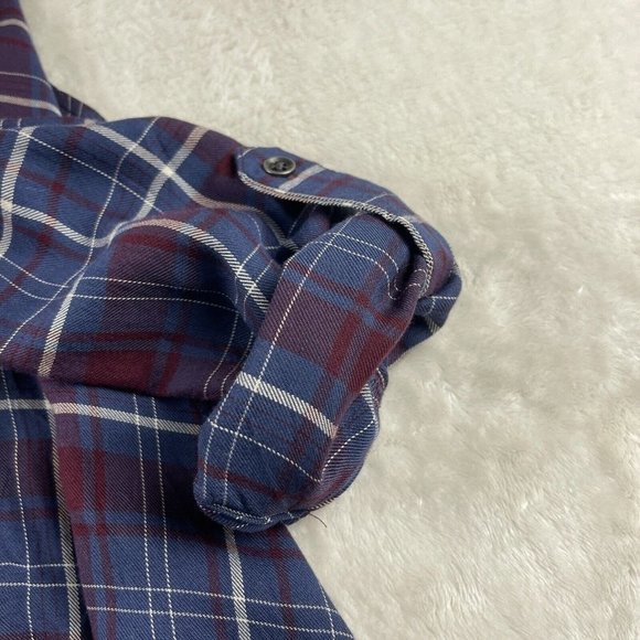 Vanity Flannel Open Front Shirt Size M Purple Plaid Womens Lace Boho Western Top - Picture 9 of 11
